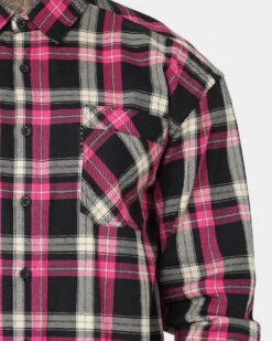 Saint Morta Prima Long Sleeve Flannel Shirt Black/Pink -Fashion Clothing Store 02020574 YB025 mens 0030