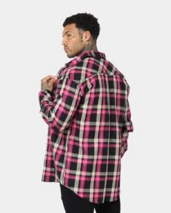 Saint Morta Prima Long Sleeve Flannel Shirt Black/Pink -Fashion Clothing Store 02020574 YB025 mens 0060