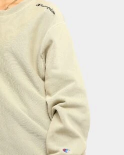 Champion Rev Weave Multi Script Crew American Khaki -Fashion Clothing Store 02025357 YA108 womens 000080