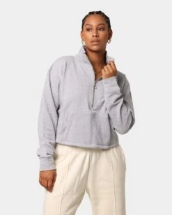 EN ES Women's All Class Cropped Sweat Grey Marle