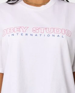 Obey Women's Studio International T-Shirt White -Fashion Clothing Store 02029782 YW100 womens 0030