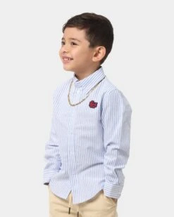 Lil Homme Kid's Mono Oxford Button Up Shirt White/Light Blue