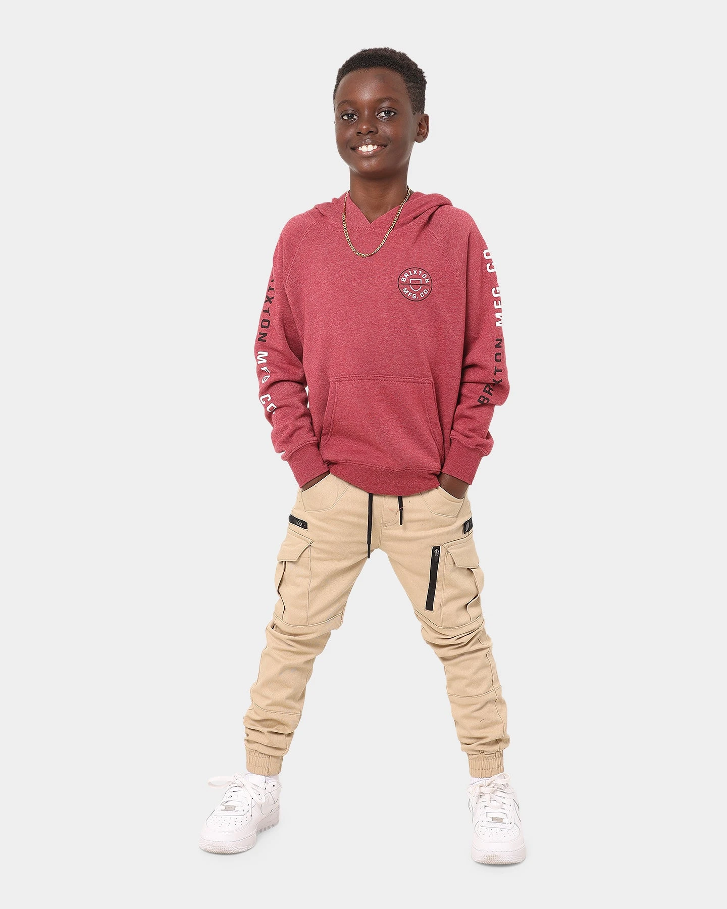 Brixton Kid's Crest Pullover Hoodie Dark Brick 4 Brixton Kid's Crest Pullover Hoodie Dark Brick - Image 2