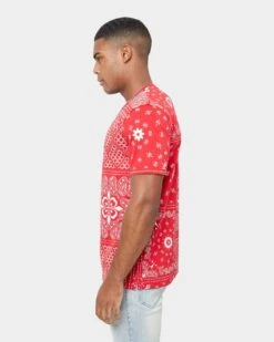 Carre Bandana Ultra Classic Short Sleeve T-Shirt Red -Fashion Clothing Store 02032420 YR001 mens 0030
