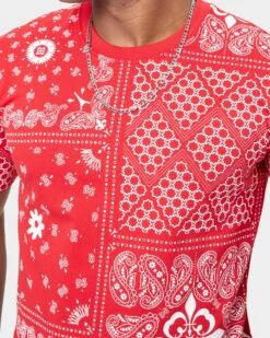 Carre Bandana Ultra Classic Short Sleeve T-Shirt Red -Fashion Clothing Store 02032420 YR001 mens 0060