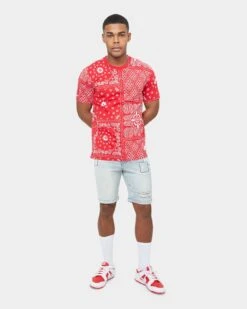 Carre Bandana Ultra Classic Short Sleeve T-Shirt Red -Fashion Clothing Store 02032420 YR001 mens 0070