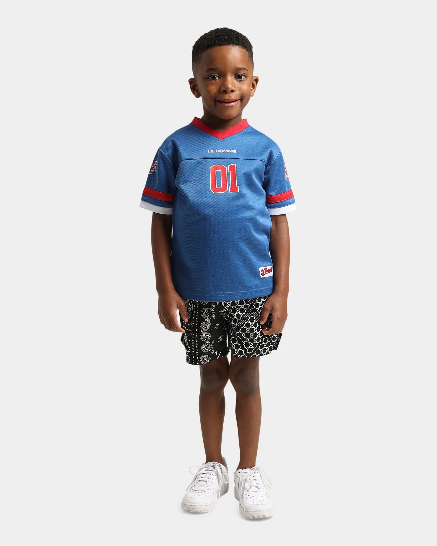 Lil Homme Kids' Grid Iron Jersey Blue 5 Lil Homme Kids' Grid Iron Jersey Blue - Image 3