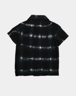 EN ES Kids Kids' Freyed Button Up Short Sleeve Shirt Black/White -Fashion Clothing Store 02033180 YB012 default 0090