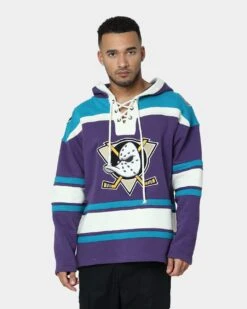 '47 BRAND 47 Brand Anaheim Ducks Lacer Hoodie Purple/Sharks Teal