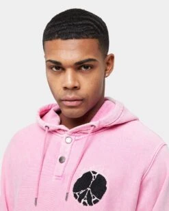 Carre Peace Button Up Hoodie Washed Pink -Fashion Clothing Store 02034687 YW661 mens 0070