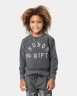 Honor The Gift Kids' Holiday Weathered Crewneck Black