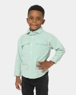 EN ES Kid's Style Long Sleeve Button Up Shirt Sage