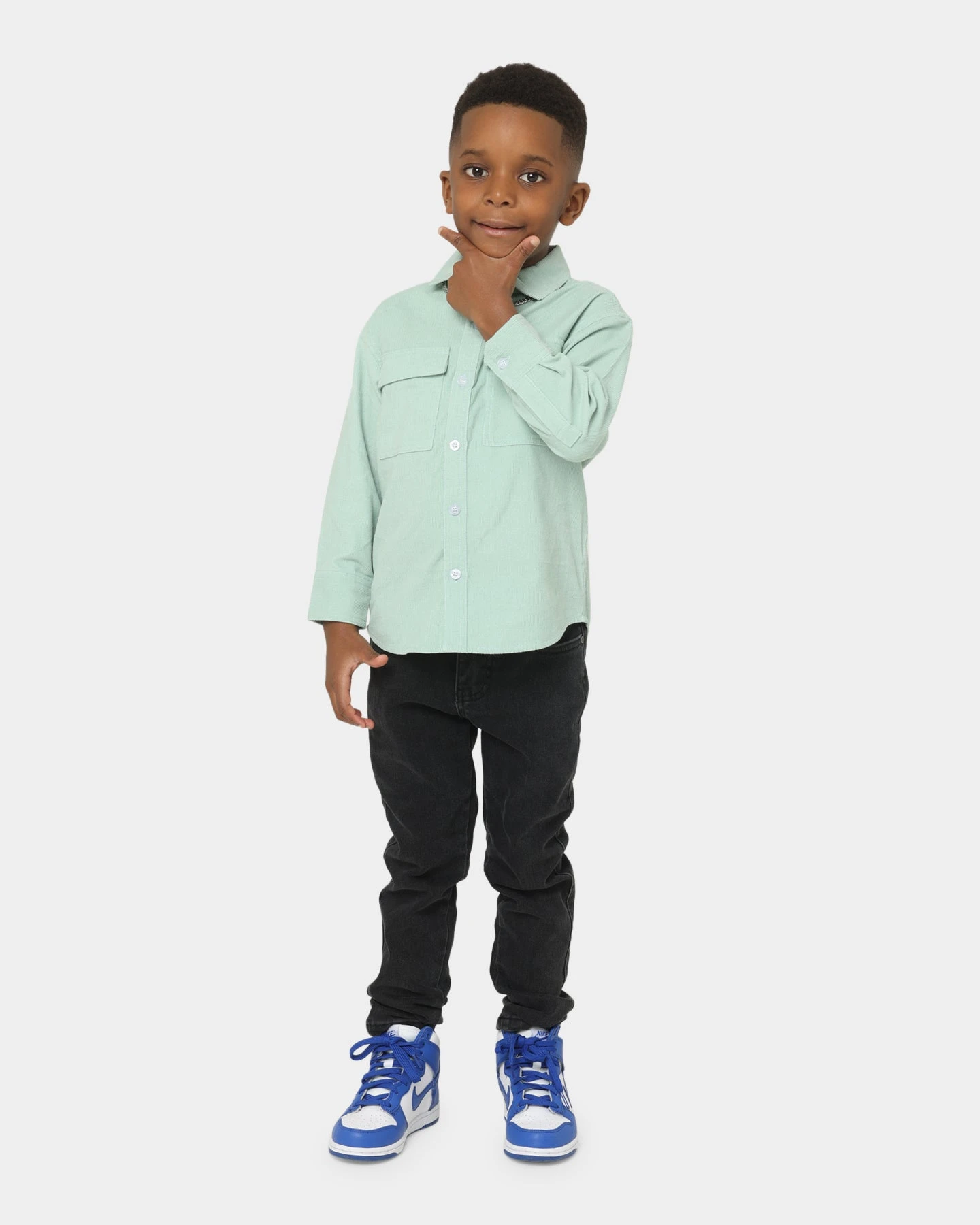 EN ES Kid's Style Long Sleeve Button Up Shirt Sage 4 EN ES Kid's Style Long Sleeve Button Up Shirt Sage - Image 2