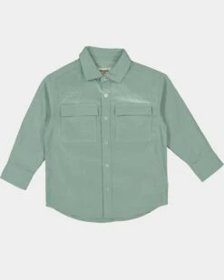 EN ES Kid's Style Long Sleeve Button Up Shirt Sage 8 EN ES Kid's Style Long Sleeve Button Up Shirt Sage -Fashion Clothing Store 02035751 YS227 default 0080