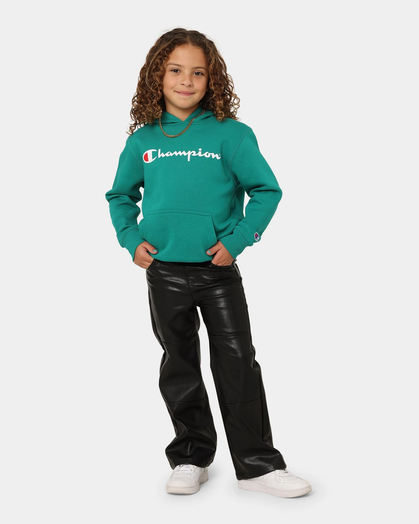 Champion Kids' Script Hoodie Lush Forest 4 Champion Kids' Script Hoodie Lush Forest - Image 2