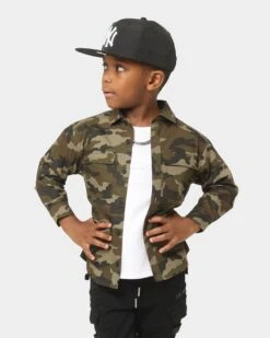 EN ES KIDS Kids' Safari Long Sleeve Button Up Shirt Camo