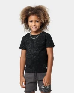 Lil Homme Kids' Bandana Ultra Short Sleeve Set Black/Charcoal -Fashion Clothing Store 02035857 YB053 default 0021