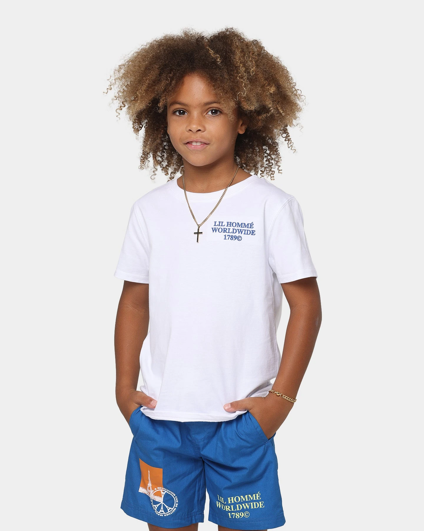 Lil Homme Kids' Worldwide T-Shirt Set White/Blue 8 Lil Homme Kids' Worldwide T-Shirt Set White/Blue - Image 6
