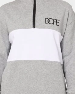 DOPE Panel Zip Crewneck Grey Marle/White -Fashion Clothing Store 02035917 YG860 womens 0030