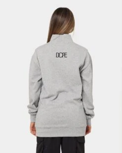 DOPE Panel Zip Crewneck Grey Marle/White -Fashion Clothing Store 02035917 YG860 womens 0040