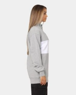 DOPE Panel Zip Crewneck Grey Marle/White -Fashion Clothing Store 02035917 YG860 womens 0050
