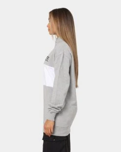 DOPE Panel Zip Crewneck Grey Marle/White -Fashion Clothing Store 02035917 YG860 womens 0060