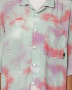 BEENTRILL Human Nature Short Sleeve Button Up Shirt Mint Green -Fashion Clothing Store 02036150 YM004 womens 0030
