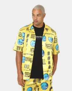 BEENTRILL New World Short Sleeve Bowling Shirt Yellow