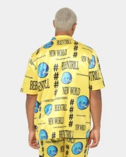 BEENTRILL New World Short Sleeve Bowling Shirt Yellow -Fashion Clothing Store 02036152 YY001 mens 0080