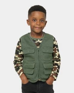 EN ES Kid's Mini Military Vest Khaki