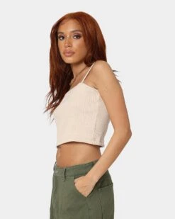 Nike Women's Sportswear Essential Ribbed Crop Top Sanddrift -Fashion Clothing Store 02036700 YS248 womens 0060