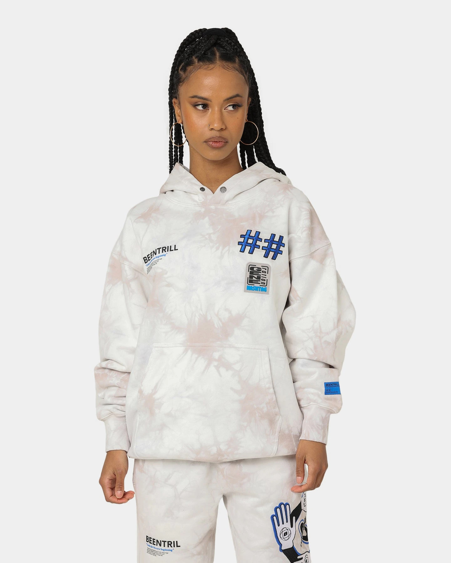 BEENTRILL Together Tie Dye Hoodie Tie Dye Grey 4 BEENTRILL Together Tie Dye Hoodie Tie Dye Grey - Image 2