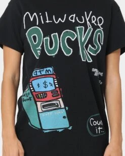 After School Special Milwaukee Bucks T-Shirt Black Wash -Fashion Clothing Store 02037190 YB295 womens 0030