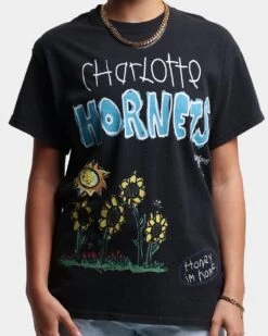 After School Special Charlotte Hornets Vintage T-Shirt Black Wash -Fashion Clothing Store 02037195 YB295 womens 0030