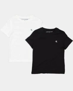 Calvin Klein Kids' Monogram T-Shirt 2 Pack White/Black -Fashion Clothing Store 02037479 YW110 default 0080