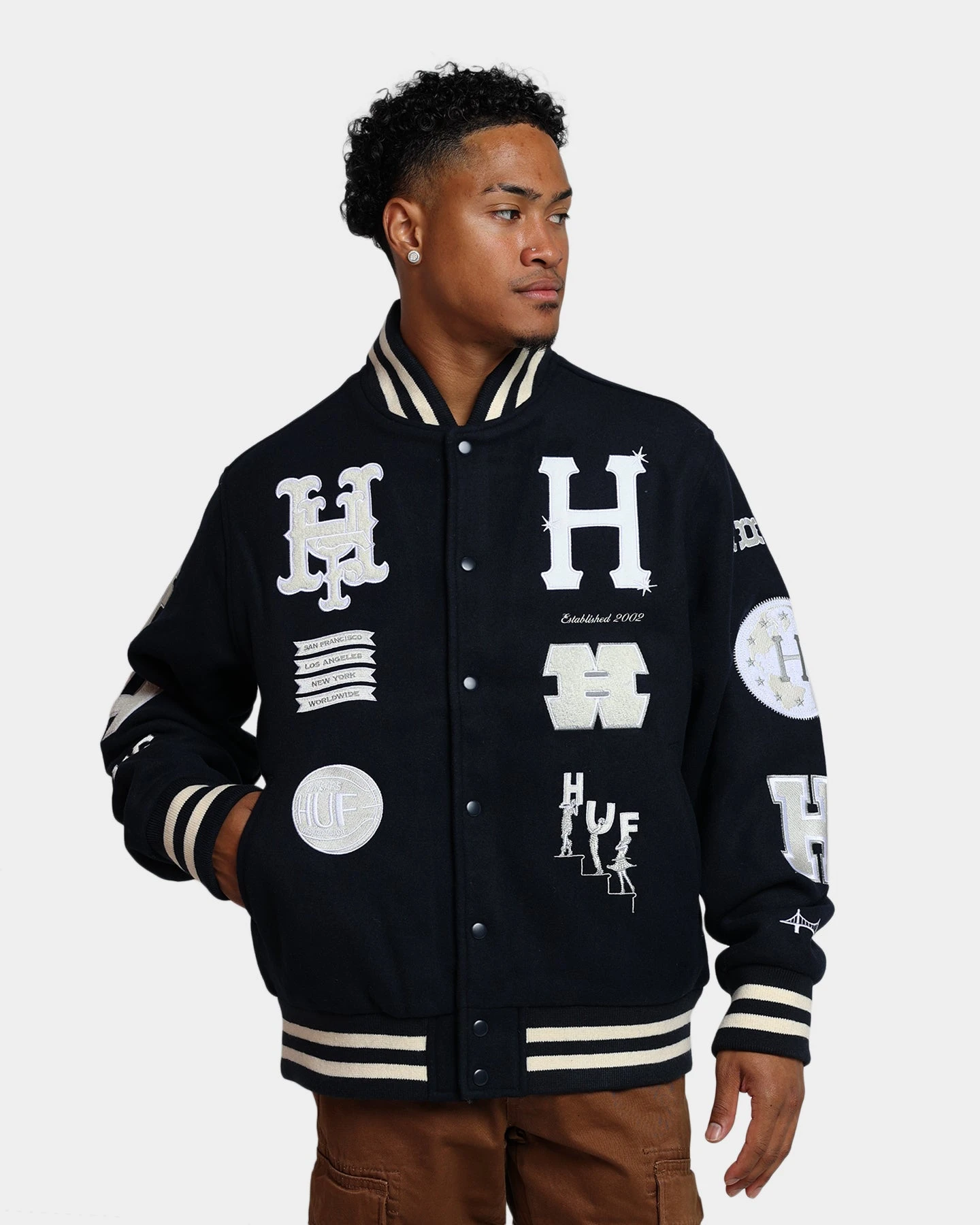 HUF 20 Year Classic H Varsity Jacket Navy 3 HUF 20 Year Classic H Varsity Jacket Navy