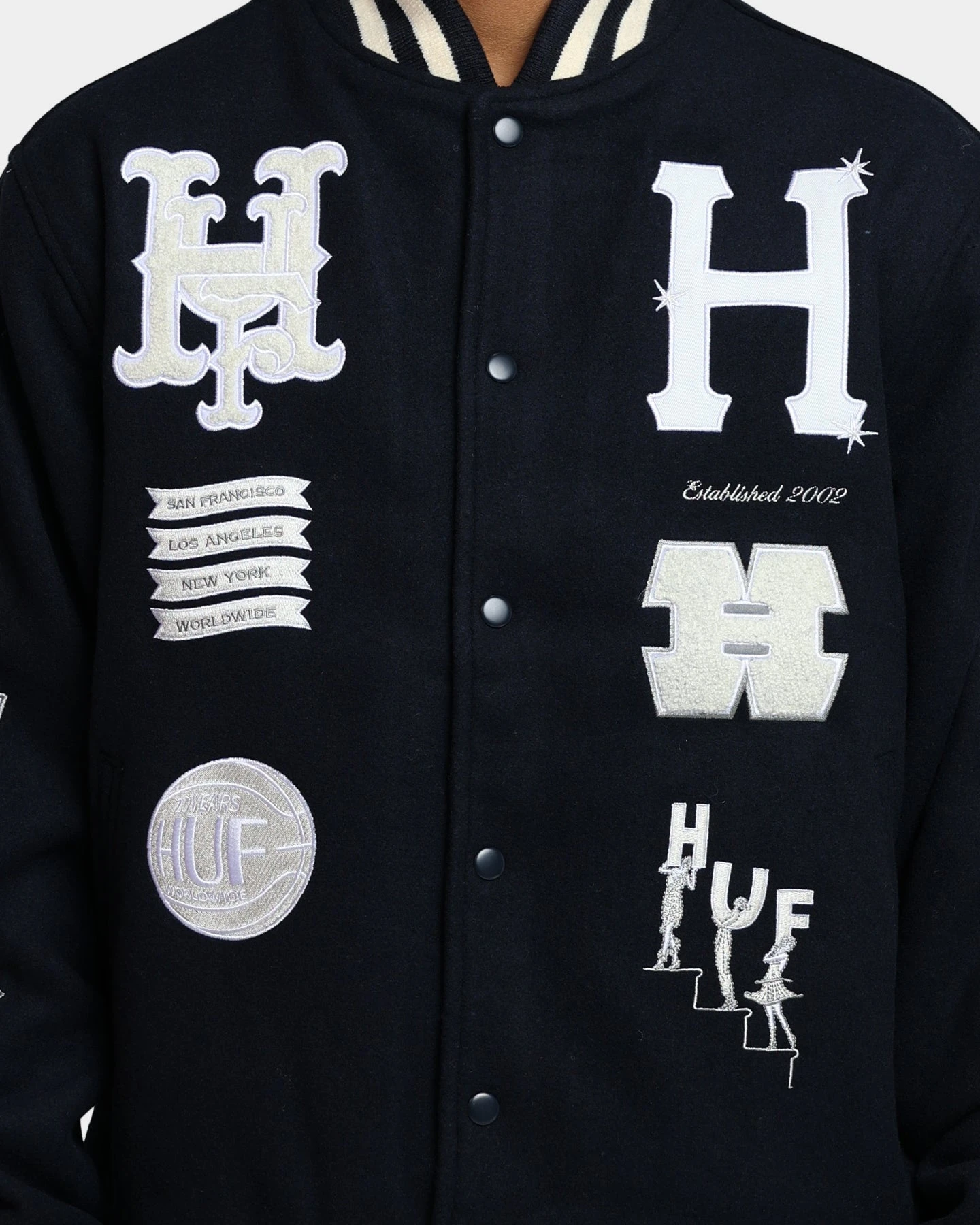 HUF 20 Year Classic H Varsity Jacket Navy 5 HUF 20 Year Classic H Varsity Jacket Navy - Image 3