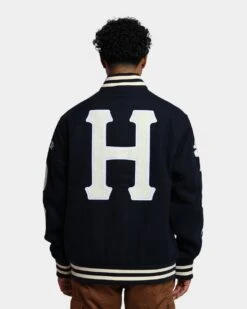HUF 20 Year Classic H Varsity Jacket Navy 13 HUF 20 Year Classic H Varsity Jacket Navy -Fashion Clothing Store 02038303 YN200 mens 0040