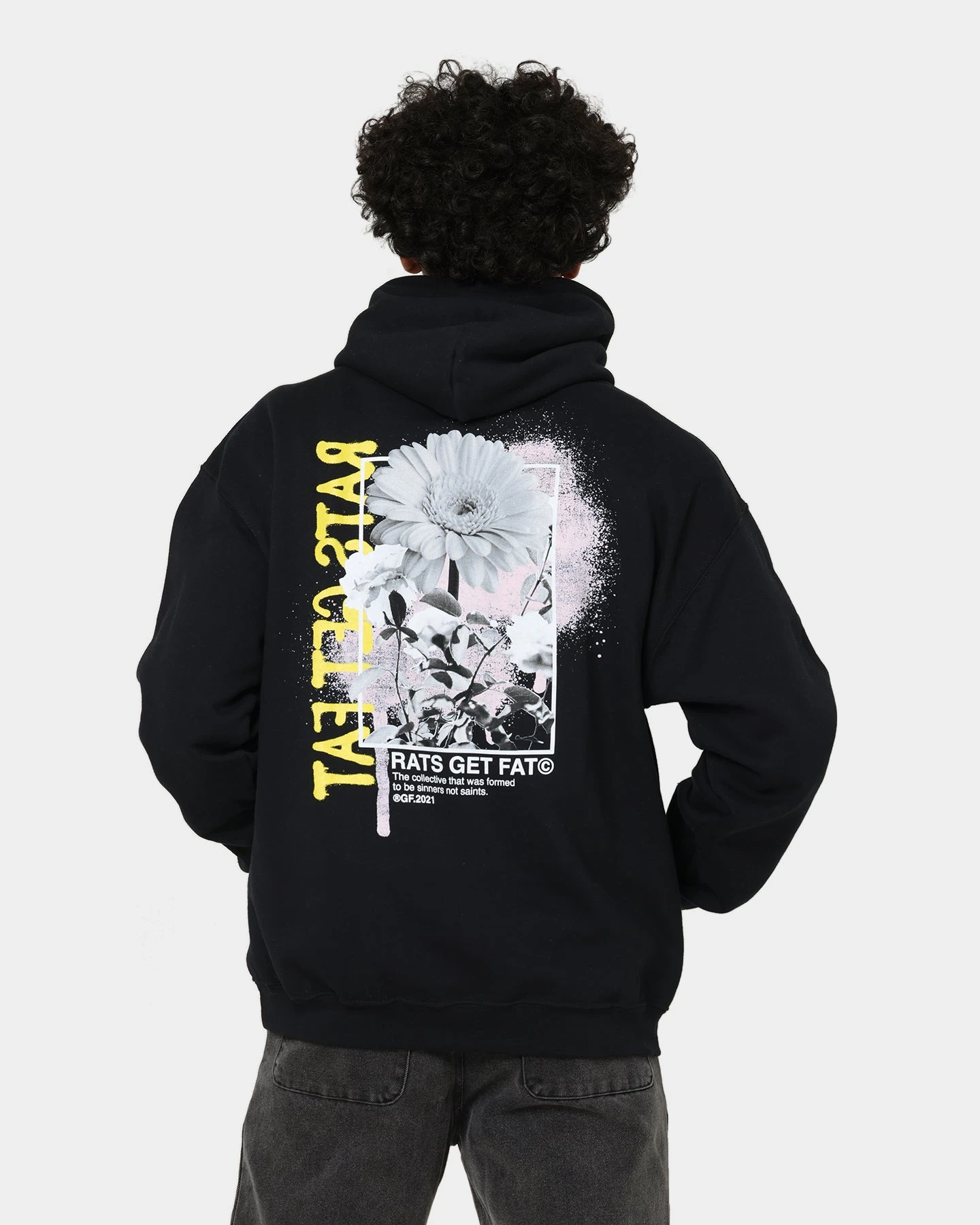 Rats Get Fat Paint Flower Hoodie Black 3 Rats Get Fat Paint Flower Hoodie Black