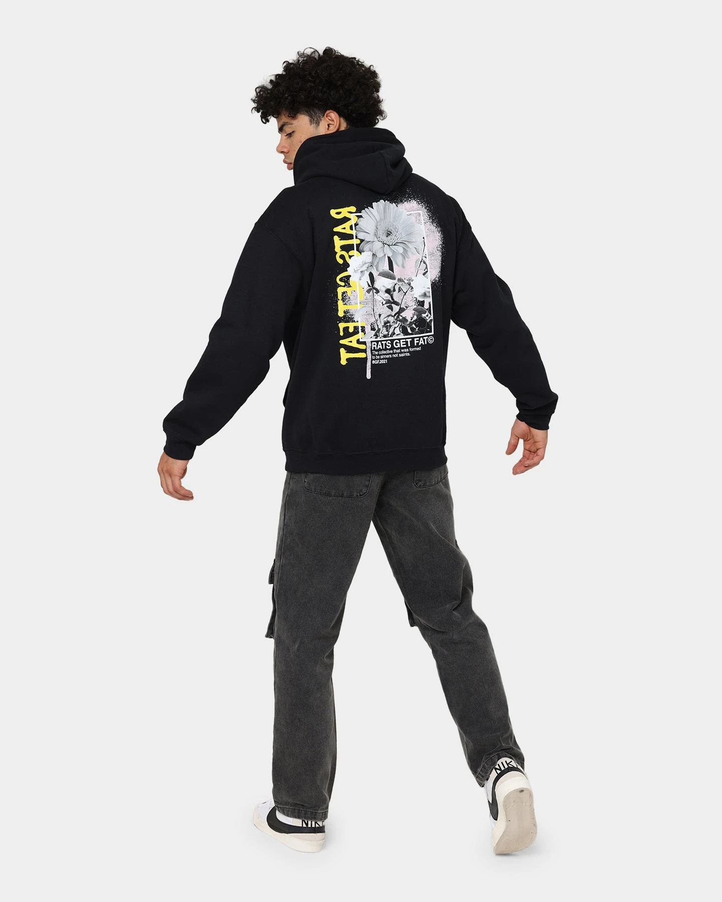 Rats Get Fat Paint Flower Hoodie Black 5 Rats Get Fat Paint Flower Hoodie Black - Image 3