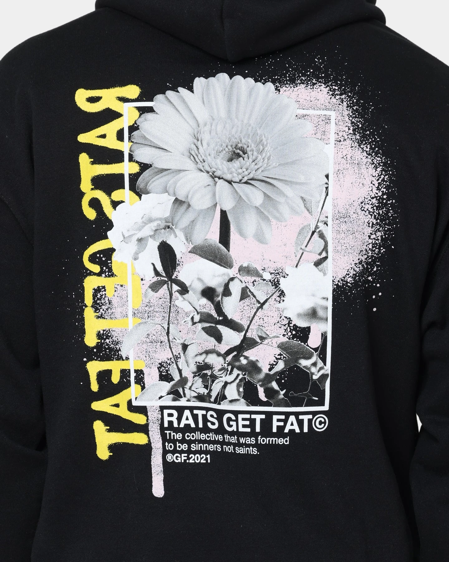 Rats Get Fat Paint Flower Hoodie Black 7 Rats Get Fat Paint Flower Hoodie Black - Image 5