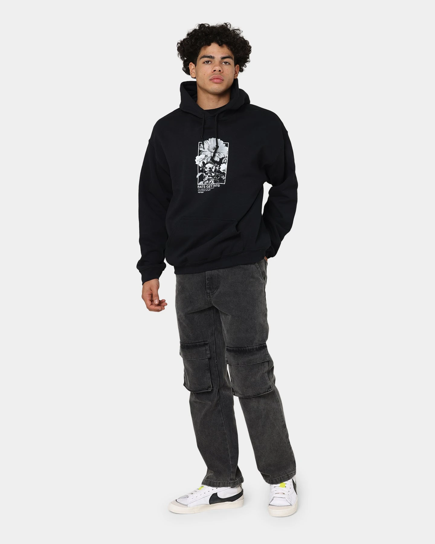 Rats Get Fat Paint Flower Hoodie Black 10 Rats Get Fat Paint Flower Hoodie Black - Image 8