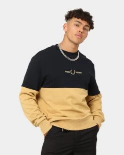 Fred Perry Colour Block Crewneck Desert