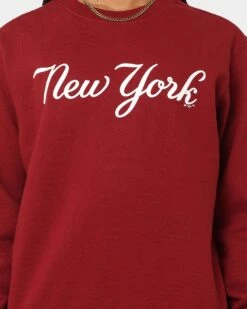 Majestic Athletic Women's New York Yankees Heritage Crewneck Dark Blood -Fashion Clothing Store 02039016 YD184 womens 0030