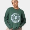 Playboy Women's Bunny Track Club Oversized Crewneck Emerald -Fashion Clothing Store 02039422 YE078 womens 0010