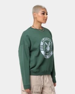 Playboy Women's Bunny Track Club Oversized Crewneck Emerald -Fashion Clothing Store 02039422 YE078 womens 0050