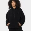 Stussy Women's Jensen Quarter Zip Sherpa Hoodie Black -Fashion Clothing Store 02040044 YB001 womens 0010