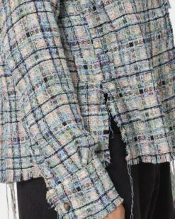 MNML Raw Edge Flannel Shirt Blue/White -Fashion Clothing Store 02040126 YX095 mens 0070