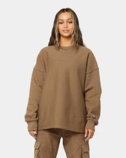 Champion Reverse Weave Relaxed Hem Crewneck Midway Brown -Fashion Clothing Store 02040281 YM291 womens 0040