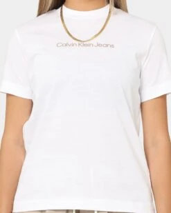 Calvin Klein Women's Shrunken Institutional T-Shirt Bright White -Fashion Clothing Store 02040762 YD396 womens 0030